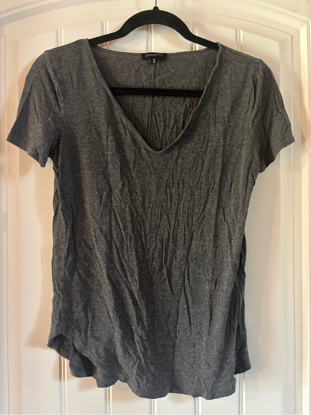 Dynamite Heather Gray V-Neck Short Sleeve Tee